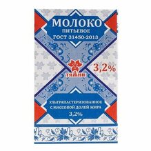 Молоко ТЯЖИН ультрапастеризованное 1 л 3,2% (12) Россия 
