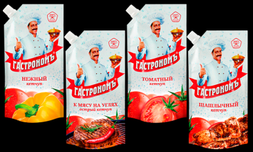 Кетчуп ГАСТРОНОМЪ 400гр АССОРТИ д/пак (12) 