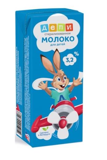 Молоко "Депи" 0,2 л с Трубочкой  3,2% (24) Минский молочный (Белоруссия)