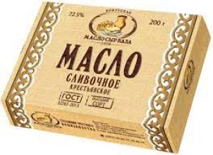 Масло ГОСТ 200гр крестьянское 72,5% (20) ИМСБ