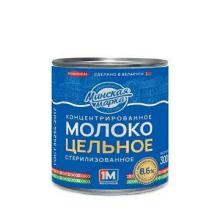 Молоко цельное концентрированное стерелизов м.д.ж. 8,6 %  ж/б 300гр (45) Минская Марка